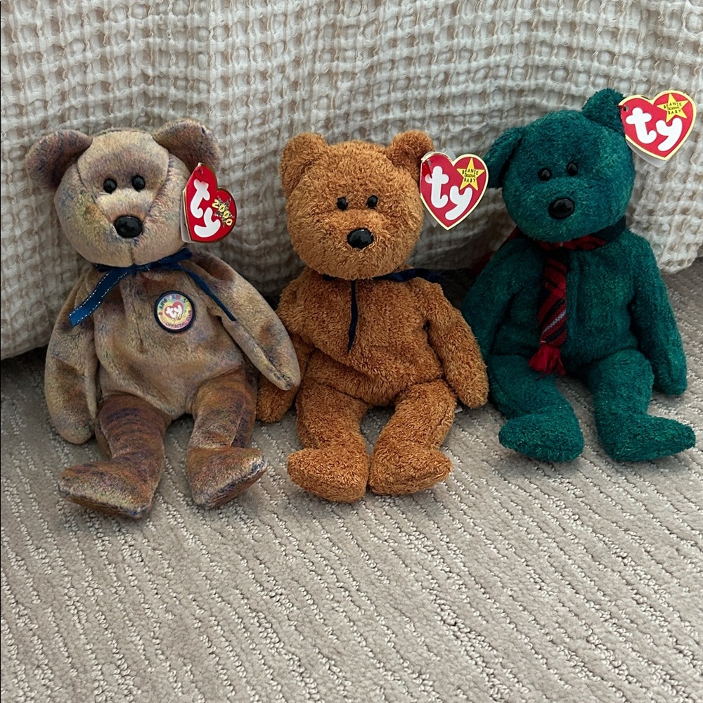 Ty Stuffed Bears Trio - Multicolor